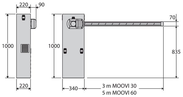Elektromechanische Schranke MOOVI  bis 6m Sperrlänge