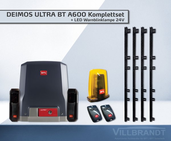 Schiebetorantrieb DEIMOS ULTRA BT A600 Komplettset + LED Warnblinklampe 24V