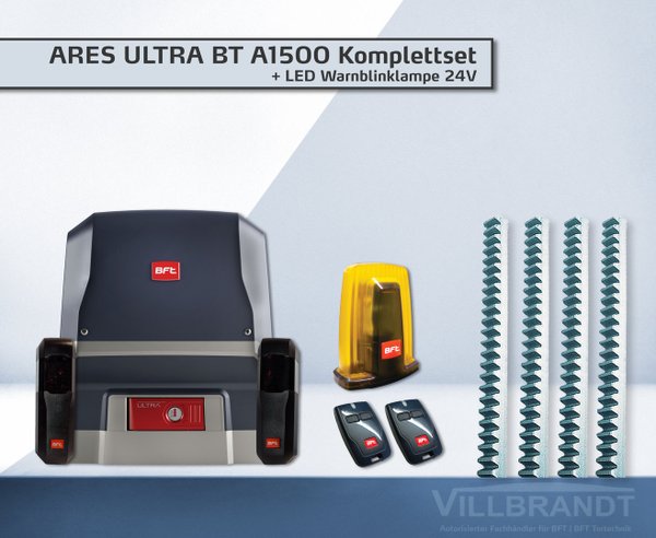 Schiebetorantrieb ARES ULTRA BT A1500 Komplettset + LED Warnblinklampe 24V
