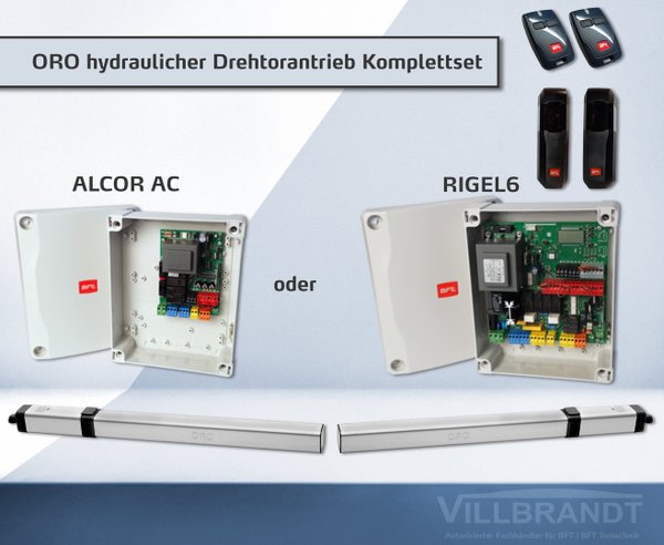 ORO hydraulischer Drehtorantrieb Komplettset mit RIGEL6 oder ALCOR AC Steuerung